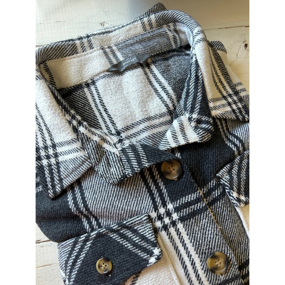 Member's Mark Plaid Shacket Womens XL Black White Wayward Wool Blend Jacket